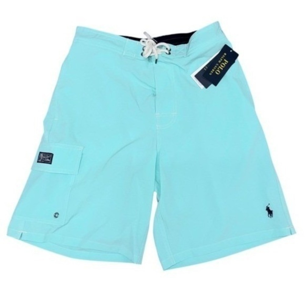 Polo Ralph Lauren Mens Small Kailua 9" Inseam Aqua Blue Swim Shorts Boardshorts‎